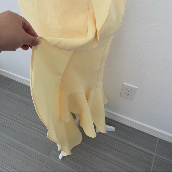🌸 NWT - XSCAPE Lemon Yellow Slit Wrap Sleeveless Dress Size 2 - Picture 5 of 8